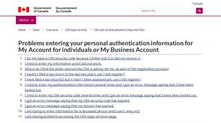 
                            8. Problems entering your personal authentication information for My ...