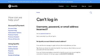 
                            2. Problems logging in - Support - Spotify
