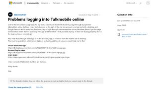 
                            4. Problems logging into Talkmobile online - Microsoft Community