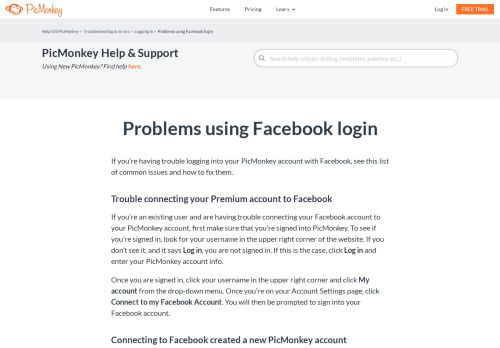 
                            1. Problems using Facebook login : PicMonkey Help and Support