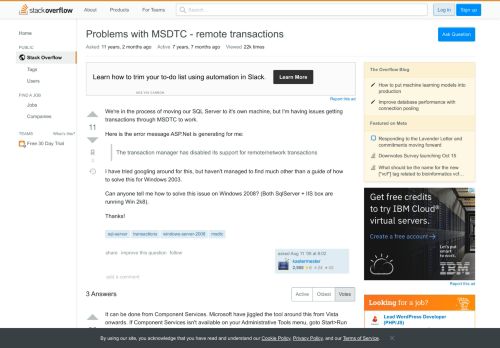 
                            9. Problems with MSDTC - remote transactions - Stack Overflow