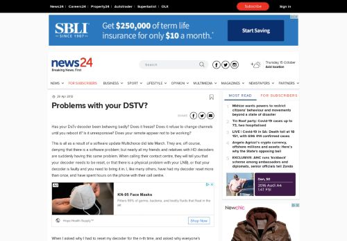 
                            12. Problems with your DSTV? | News24