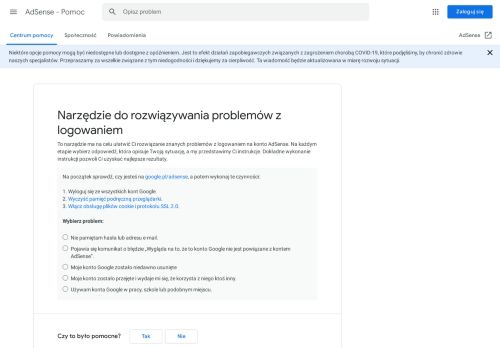 
                            1. Problemy z logowaniem - AdSense - Pomoc - Google Support