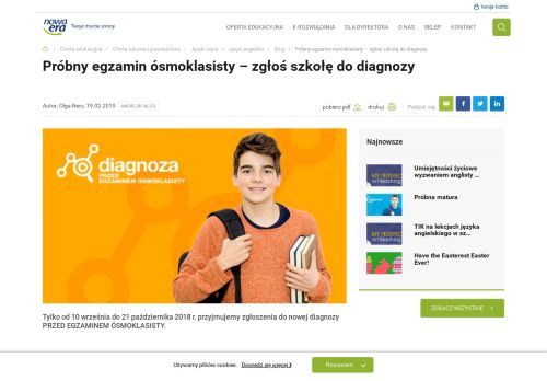 
                            8. Próbny egzamin ósmoklasisty – zgłoś szkołę do diagnozy | NOWA ERA