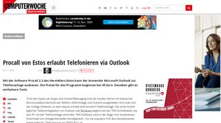 
                            12. Procall von Estos erlaubt Telefonieren via Outlook - computerwoche.de