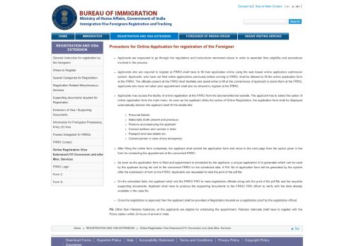 
                            5. Procedure for Online Application for registration of the Foreigner