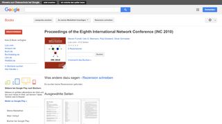 
                            13. Proceedings of the Eighth International Network Conference (INC 2010)