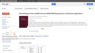 
                            11. Proceedings of the Twelfth Annual ACM-SIAM Symposium on Discrete ... - Google Books-Ergebnisseite