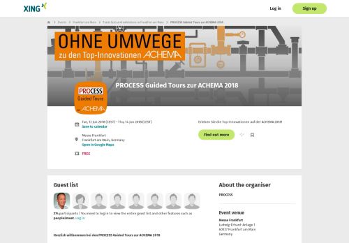 
                            10. PROCESS Guided Tours zur ACHEMA 2018 in Frankfurt am Main ...