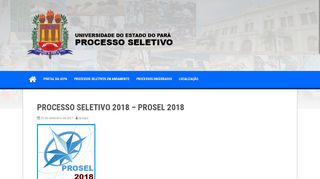 
                            4. PROCESSO SELETIVO 2018 – PROSEL 2018 - Uepa