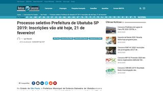 
                            11. Processo seletivo Prefeitura de Ubatuba SP ... - Notícias Concursos