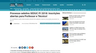
                            8. Processo seletivo SEDUC PI 2018: Inscrições abertas para Professor ...