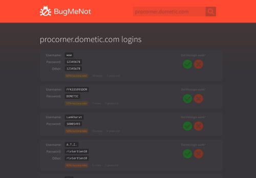
                            6. procorner.dometic.com logins - BugMeNot