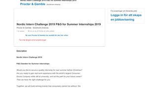
                            13. Procter & Gamble anställer Nordic Intern Challenge 2019 ...