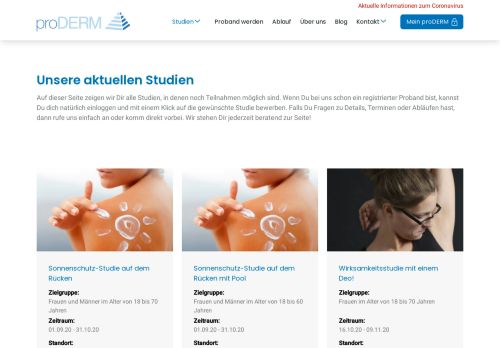 
                            3. proDERM Studien: Aktuelle Studien