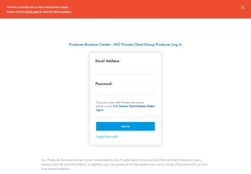 
                            3. Producer Business Center - AIG Private Client Group Producer Log In