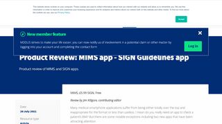 
                            13. Product Review: MIMS app - SIGN Guidelines app | MDDUS