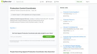 
                            5. Production Control Coordinator Job in Tulsa, OK at Lufthansa Technik ...
