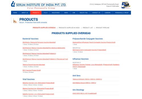 
                            3. Products - Serum Institute of India