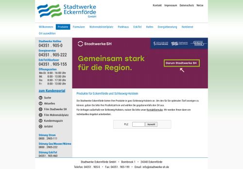 
                            11. Produkte - Stadtwerke Eckernförde, Strom, Gas und Wasser für ...