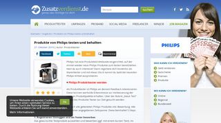 
                            3. Produkte von Philips testen und behalten - Zusatzverdienst.de