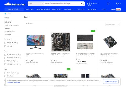 
                            6. Produtos LOGIN no Submarino.com