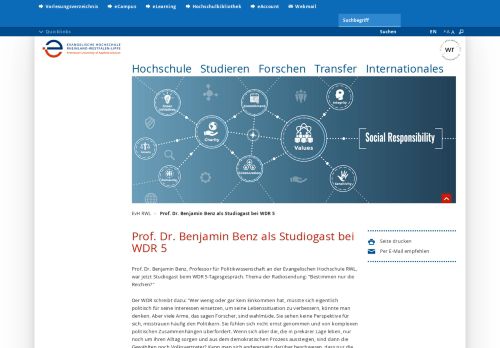 
                            10. Prof. Dr. Benjamin Benz als Studiogast bei WDR 5 - EvH RWL