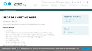 
                            13. Prof. Dr Christine Syrek | Hochschule Bonn-Rhein-Sieg (H-BRS)