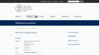 
                            13. Prof. Dr. Claudius Geisler : Akademie der Wissenschaften und der ...