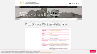 
                            6. Prof. Dr.-Ing. Rüdiger Weitzmann - Hochschule Augsburg