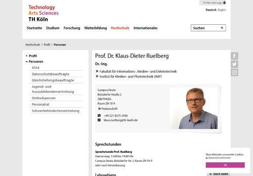 
                            13. Prof. Dr. Klaus-Dieter Ruelberg - Personendetailseite - TH Köln