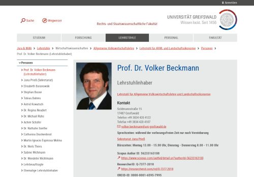 
                            11. Prof. Dr. Volker Beckmann (Lehrstuhlinhaber) - Fakultät - Universität ...