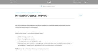 
                            12. Professional Greetings - Overview – Line2 Support