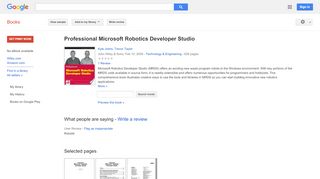 
                            10. Professional Microsoft Robotics Developer Studio