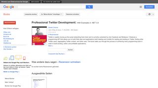 
                            10. Professional Twitter Development: With Examples in .NET 3.5