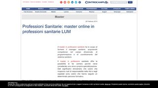 
                            8. Professioni Sanitarie: master online in professioni sanitarie LUM