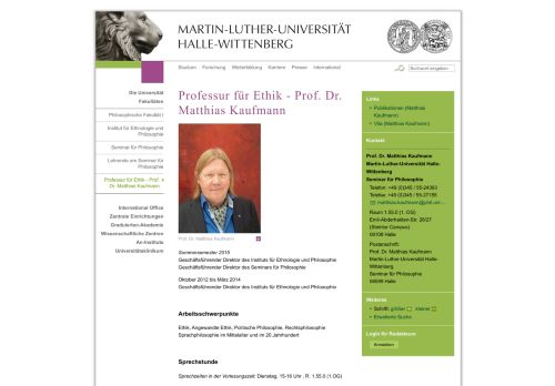 
                            13. Professur für Ethik - Prof. Dr. Matthias Kaufmann