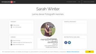 
                            10. Profil Sarah Winter · Fotografen365.com