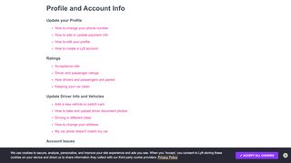 
                            4. Profile and Account Info – Lyft Help