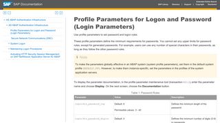 
                            9. Profile Parameters for Logon and Password (Login ... - SAP Help Portal
