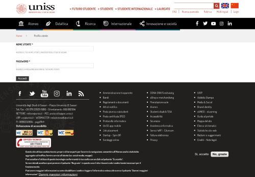 
                            2. Profilo utente | Università degli Studi di Sassari - Uniss