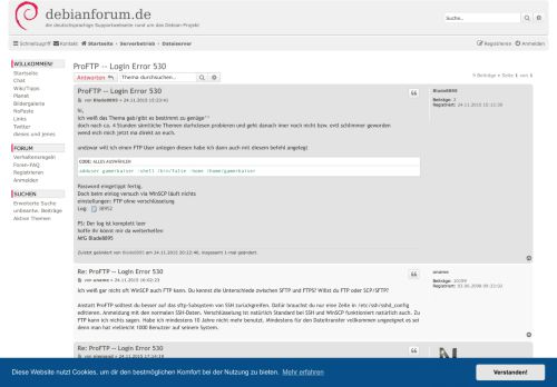 
                            13. ProFTP -- Login Error 530 - debianforum.de