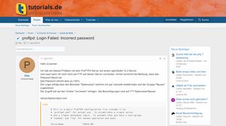 
                            9. proftpd: Login Failed: Incorrect password | tutorials.de