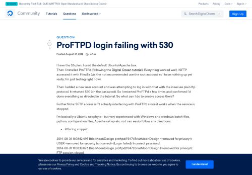 
                            13. ProFTPD login failing with 530 | DigitalOcean