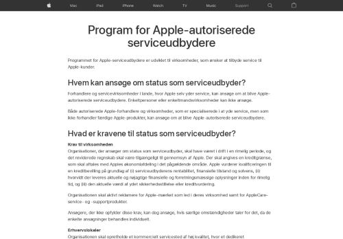 
                            8. Program for Apple-autoriserede serviceudbydere – Officiel Apple ...