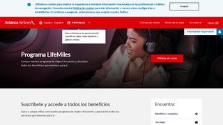 
                            2. Programa de viajero frecuente Lifemiles | Avianca Airlines