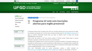 
                            12. Programa IsF está com inscrições abertas para Inglês ... - Portal UFGD