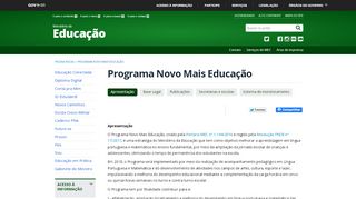 
                            4. Programa Novo Mais Educação - Ministério da Educação