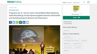 
                            9. ▷ Programm ab 12. Januar online: Social Media Week Hamburg ...