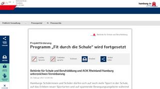 
                            3. Programm „Fit durch die Schule“ wird fortgesetzt - hamburg.de